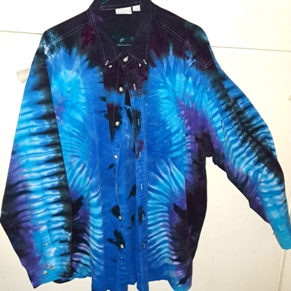 NWT Tie Dye Long sleeve button down shirt #4.  3XL Men's